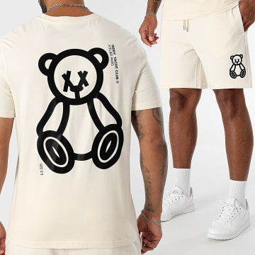 Teddy Yacht Club - Conjunto de camiseta y pantalón corto Fat Outline Beige