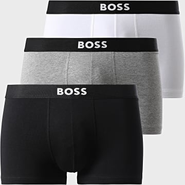 BOSS - Juego de 3 calzoncillos bóxer 50544263 Negro Blanco Gris brezo