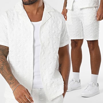 Frilivin - Ensemble Chemise Manches Courtes Et Short Jogging I77 Blanc