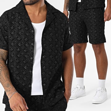 Frilivin - Ensemble Chemise Manches Courtes Et Short Jogging I77 Noir