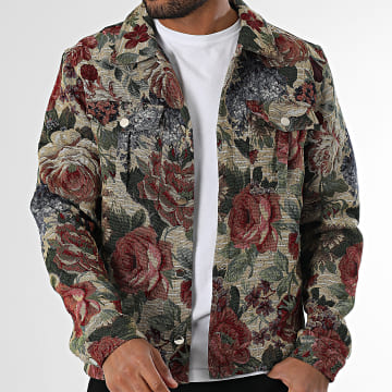 Frilivin - Surchemise P85 Beige Rot Grün Floral