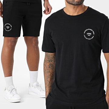 Jack And Jones - Simon - Set di maglietta nera e pantaloncini da jogging