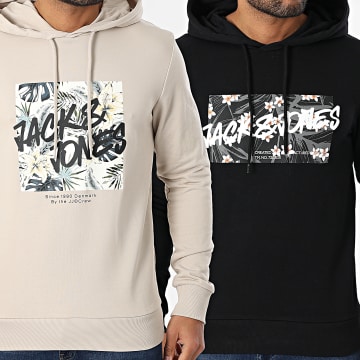 Jack And Jones - 2er-Pack Hawaii Kapuzenpullover Beige Schwarz