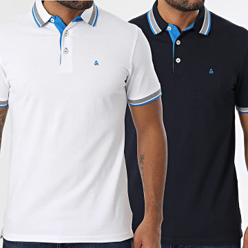 Jack And Jones - Lot De 2 Polos Manches Courtes Paulos Blanc Bleu Marine