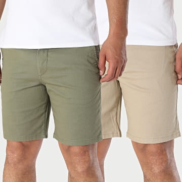 JJREBEL - Lot De 2 Shorts Chino Sharp Beige Vert Kaki
