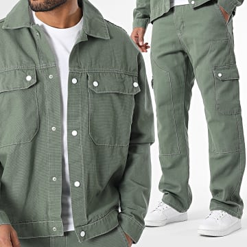 KZR - Ensemble Surchemise Jean Et Pantalon Cargo Jean 188 Vert Kaki