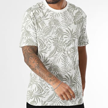 Only And Sons - Maglietta Perry Life Leaf AOP Bianco Verde Khaki Floreale