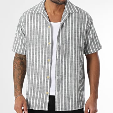 Produkt - Mads Camisa de Manga Corta a Rayas Negro Blanco