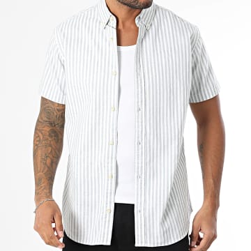 Produkt - Alfred White Camisa de Manga Corta a Rayas Verde Claro