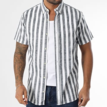 Produkt - Alfred Negro Blanco Camisa de rayas de manga corta