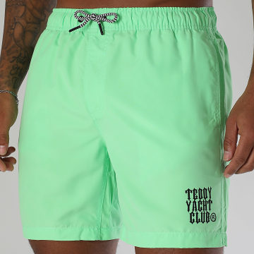 Teddy Yacht Club - Pantalones cortos de baño Street Roll Verde fluorescente Negro
