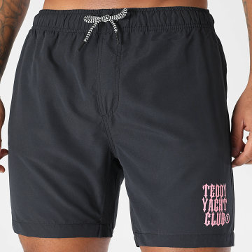 Teddy Yacht Club - Shorts de baño Street Roll Negro Rosa Claro