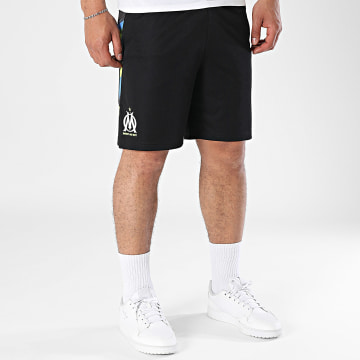 Puma - Short Jogging A Bandes OM Faster 781435 Noir Bleu Roi Jaune Fluo