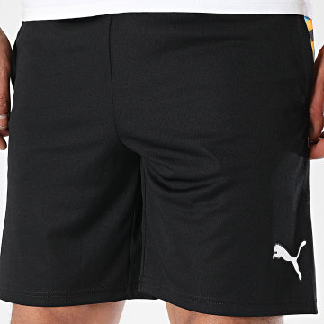 Puma - OM Faster 781435 Pantaloncini da jogging neri a strisce arancioni e blu chiaro
