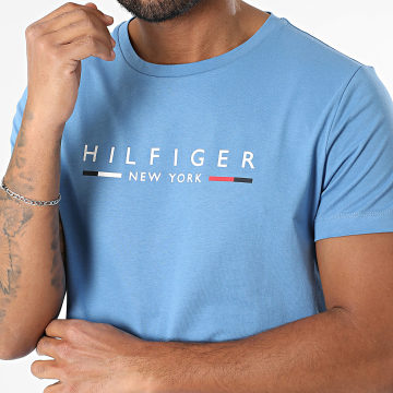 Tommy Hilfiger - Tee Shirt Slim Hilfiger NY 9372 Bleu Clair