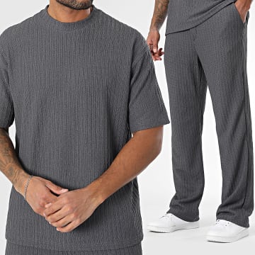 Ikao - Ensemble Tee Shirt Oversize Large Et Pantalon Loose Fit 104 Gris Anthracite