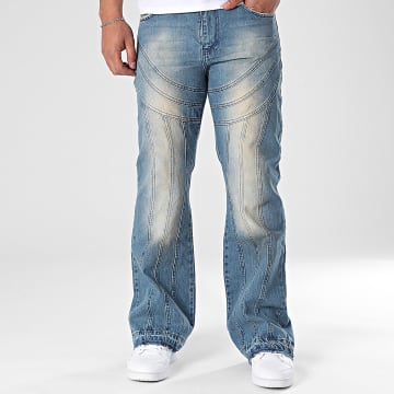 Ikao - Jean Flare 342 Bleu Denim Beige Délavé
