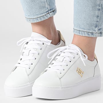 Tommy Hilfiger - Baskets Femme Platform Court Sneaker Metallics 8648 White