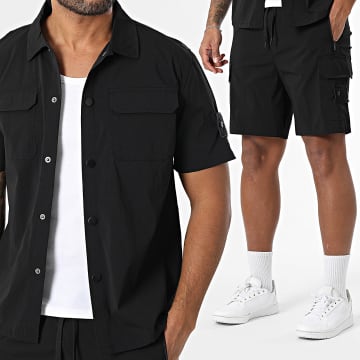 Zayne Paris  - Conjunto de camisa de manga corta y pantalón corto cargo 139 Negro