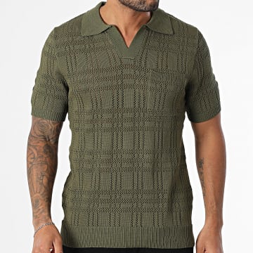 Zayne Paris  - Polo calado de manga corta 135 Verde caqui