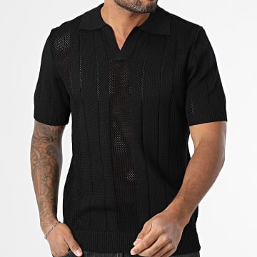 Zayne Paris  - 137 Polo negro de malla calada y manga corta