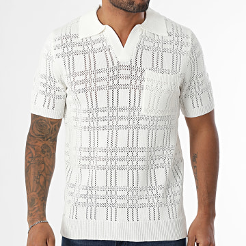 Zayne Paris  - Polo de malla calada de manga corta 135 Beige claro