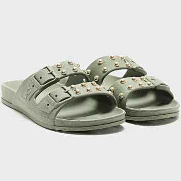 Cacatoès - Claquettes Femme Florianopolis Vert Kaki Doré