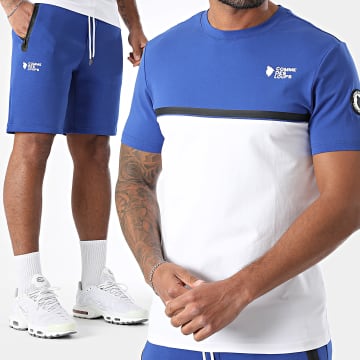 Comme Des Loups - Set di maglietta e pantaloncini da jogging Everest blu reale e bianco