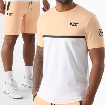 Comme Des Loups - Ensemble Tee Shirt Et Short Jogging Everest Orange Clair Blanc