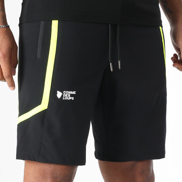 Comme Des Loups - Baltirun Jogging Shorts Negro Amarillo Fluo