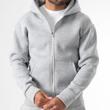 LBO - Sweat Zippé Capuche 1876 Gris Chiné