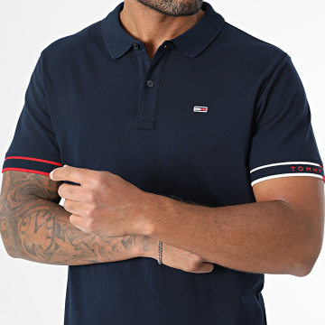 Tommy Jeans - Polo Manches Courtes Slim Flag Cuff 1306 Bleu Marine