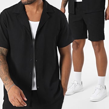 Frilivin - Ensemble Chemise Manches Courtes Et Short Jogging Texturé E72 Noir