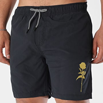 Luxury Lovers - Shorts de baño rosa, negro y dorado