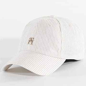 Tommy Hilfiger - Casquette A Rayures Premium Beach 7141 Beige Blanc