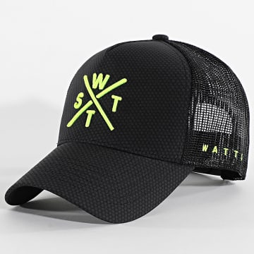 Watts - Trucker Tribe Cap Negro Carbón Verde Fluorescente