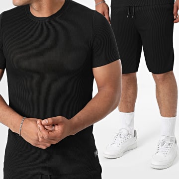Zelys Paris - Ensemble Tee Shirt Et Short Jogging Côtelé Tilon Noir