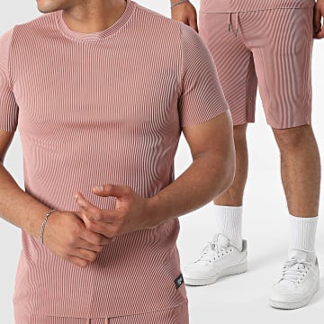 Zelys Paris - Ensemble Tee Shirt Et Short Jogging Côtelé Tilon Rose