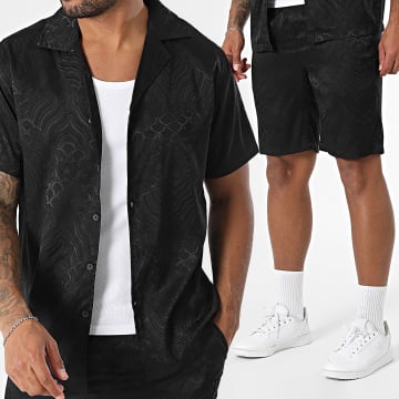 Frilivin - Ensemble Chemise Manches Courtes Et Short Jogging Texturé H76 Noir