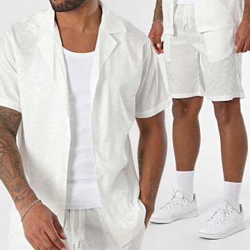 Frilivin - Ensemble Chemise Manches Courtes Et Short Jogging Texturé H76 Beige Clair