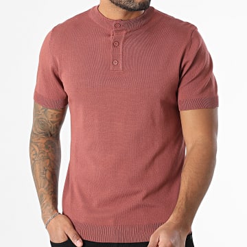 Frilivin - Tee Shirt Maille Col Boutonné 670 Brique