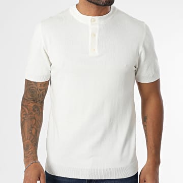 Frilivin - Tee Shirt Maille Col Boutonné 670 Beige Clair