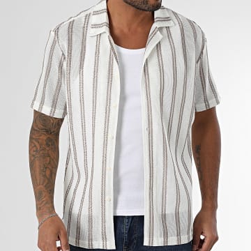 Frilivin - Gestreiftes Kurzarmhemd T89 Beige Braun