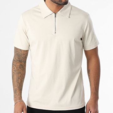 Frilivin - Polo de manga corta y cuello con cremallera T60 Beige