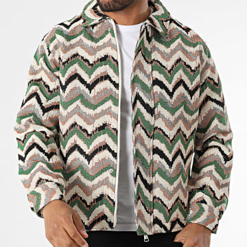 Frilivin - Q86 Giacca con zip verde beige