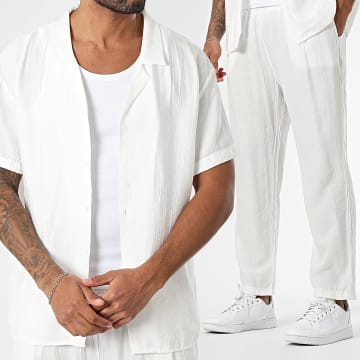 Frilivin - Set aus Kurzarmhemd und strukturierter Hose 249 Weiß