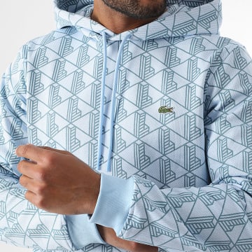 Lacoste - The Blend Classic Fit Sudadera con capucha y logo bordado Cocodrilo Azul claro