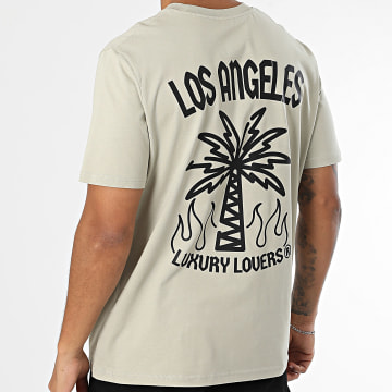 Luxury Lovers - Tee Shirt Oversize Large Palm LA Beige Stone Black