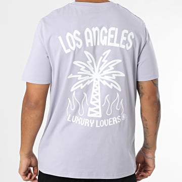 Luxury Lovers - Tee Shirt Oversize Large Palm LA Lavender Bianco