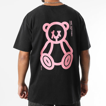 Teddy Yacht Club - Oversize Tee Shirt Large Fat Outline Washed Black Light Pink